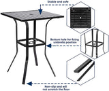 Oakcloud Patio Square Height Bar Table Outdoor Metal Frame Bistro Table with Umbrella Hole -39" Height Coating Old Craft,Rust and Weather Resistant,Classic Black Oakcloud
