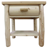 Midwest Log Furniture White Cedar Log Nightstand [1 Drawer] - Unfinished/Dovetailed/Solid Wood/Amish Handcrafted in USA Midwest Log Furniture