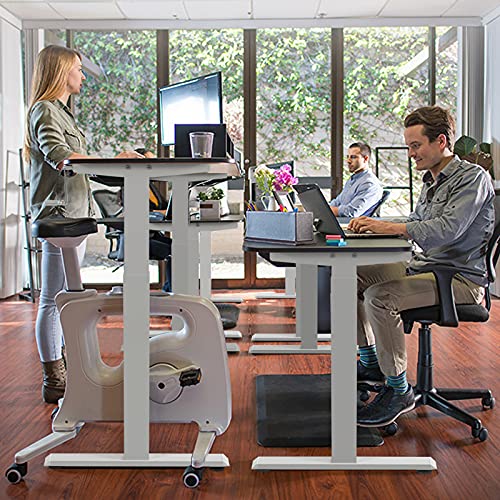 Sit to Stand Workstation Frame, Manual Height Adjustable Standing Desk Frame w/ Foldable Hand Crank, Cable Tray & Hanging Hook, Adjustable Footpads, Ergonomic Desk Frame for Home Office, Black (WHITE) MEDIMALL