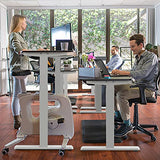 Sit to Stand Workstation Frame, Manual Height Adjustable Standing Desk Frame w/ Foldable Hand Crank, Cable Tray & Hanging Hook, Adjustable Footpads, Ergonomic Desk Frame for Home Office, Black (WHITE) MEDIMALL