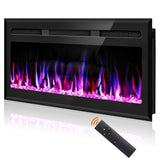 Hocookeper 60 inch Electric Fireplace, Wall Mounted and Recessed Fireplace Linear Fireplace Insert with Remote Control, Adjustable Flame Colors, Timer,750w/1500w, Black Hocookeper