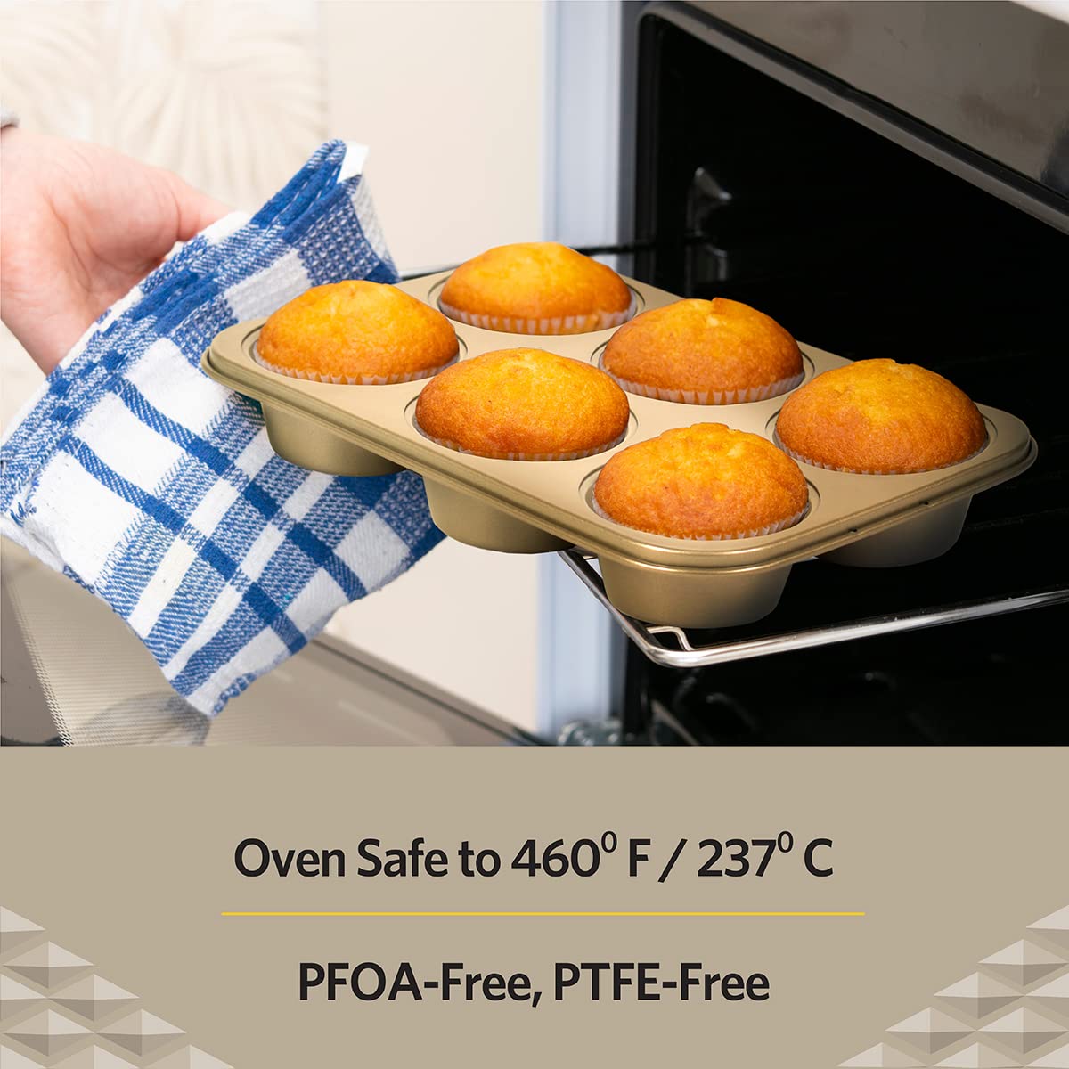 Glad Jumbo Muffin Pan Nonstick - Heavy Duty Metal Cupcake Tin with Large Baking Cups, Jumbo 6-Cup