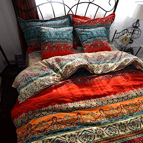 Dodou Boho Style Bedding Set Boho Duvet Cover Set Bohemian Bedding Set 3psc (Queen) D DODOU