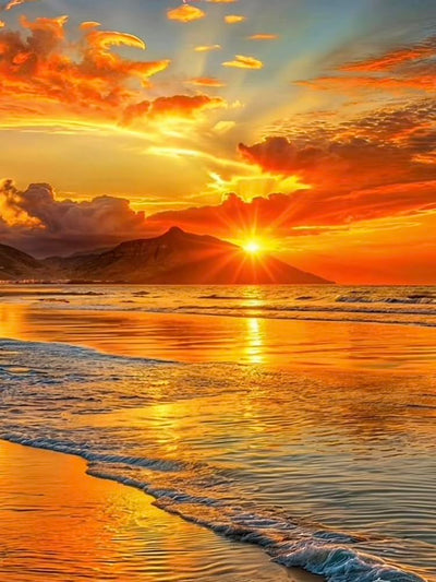 RYMILIE 5D Diamond Painting Kits for Adults - Sunset Beach Diamond Art Kits for Beginner,DIY Full Drill Diamond Dots Crystal Craft Kits for Home Wall Decor Gifts 12x16in