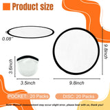 YEAHACLUB 20PCS Foldable Flying Disc Fans with Bags, 9.8'' DIY Handheld Black Egde Fabric Folding Fan for Outdoor Game Activities Birthday Party Favors Gifts, White YEAHACLUB