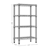 M MZG 1000 lbs 4 Tier Shelf Metal Storage Shelves Wire Rack Closet Organizers with PP Board for Garage Kitchen Bathroom Laundry Chrome 11.8" D x 21.7" W x 39.5" H M MZG