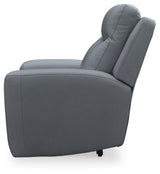 Signature Design by Ashley Mindanao Contemporary Leather Match Upholstered Power Recliner with Adjustable Headrest, Gray Signature Design by Ashley