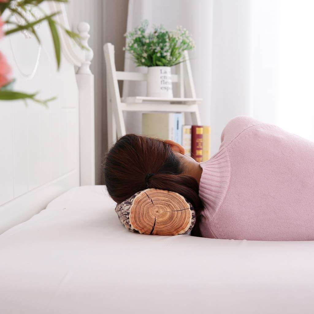 HYSEAS Decorative Round Throw Pillow, 3D Digital Print Comfortable Kids Funny Cute Wood Log Pillow Cylinder Floor Cushion for Home, Couch, Sofa, Bedroom, Living Room Decor, Trunk, 2 Pack HYSEAS