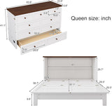 MERITLINE Full Murphy Bed with Storage Drawer and Charging Station, White Wood Murphy Chest Bed for Adult MERITLINE