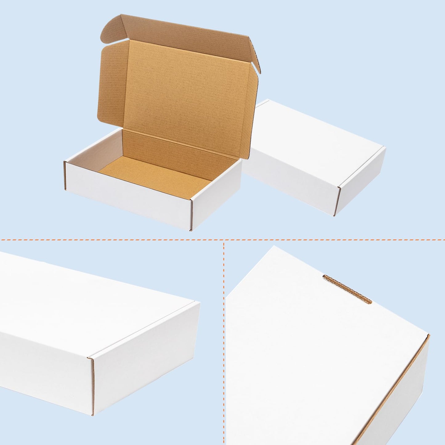 Wowxyz Shipping Boxes 9x6x2" 25 Pack - White Corrugated Cardboard Box Mailers for Small Business, Literature Mailer Box Packaging Supplies