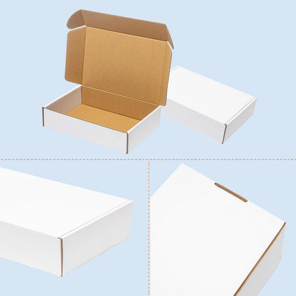 Wowxyz Shipping Boxes 9x6x2" 25 Pack - White Corrugated Cardboard Box Mailers for Small Business, Literature Mailer Box Packaging Supplies