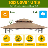 Jorohiker 5' x 8' Grill Gazebo Replacement Canopy Roof Only,Waterproof Double Tiered Shelter Cover,Outdoor BBQ Gazebo Canopy Top Fit for Gazebo Model L-GG001PST-F Jorohiker