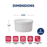 HIC Kitchen Ramekin Set, Fine White Porcelain, 2-Ounce, Set of 6 HIC Kitchen