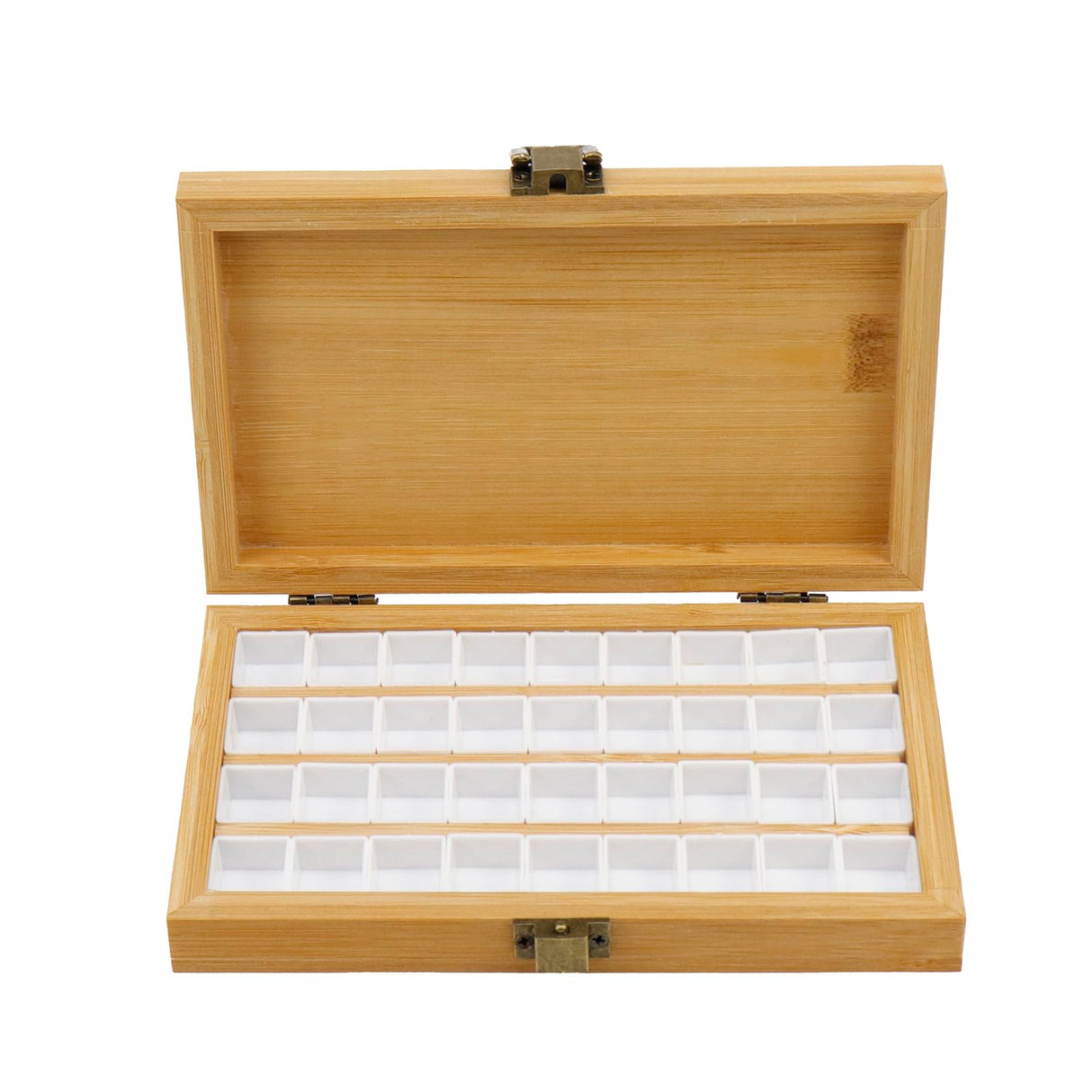 Pufguy 4x6 Inch Empty Wooden Paint Palette Box Portable Wooden Paint Palette Wooden Watercolor Paint Palette, 36 Wells Pufguy