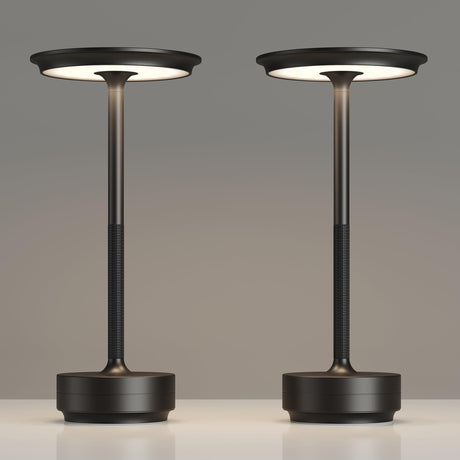 TBBGA 2 Pack Rechargeable Table Lamps Cordless, Portable 5000mAh Outdoor Table Light, 3 Color Stepless Dimming LED Table Lamp with Memory Function, for Home/Dinner/Patio/Restaurant.(Black) TBBGA