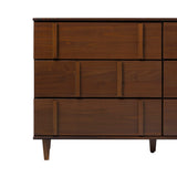Walker Edison Contemporary Detailed 6-Drawer Solid Wood Dresser, 60 Inch, Walnut-T Walker Edison