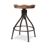 Hillsdale Worland Backless Metal Adjustable Height Stool with Wood Saddle Seat, Brown Hillsdale