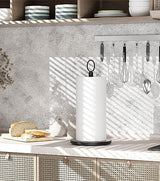 OROPY Paper Towel Holder Countertop with Heavy Duty Wood Base, Farmhouse Paper Towel Roll Stand for Kitchen Counter fits Standard and Jumbo Size Paper Towels (Brown) OROPY