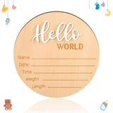 Baby Announcement Sign, 5.9 Inch Wooden Hello World Newborn Sign Birth Announcement Signs Baby Name Announcement Plaques for Photo Props Baby Shower NQEUEPN