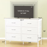 BOLUO Wide White Dresser for Bedroom 6 Drawer,Dresser TV Stand for 60" TV Dressers & Chests of Drawers BOLUO