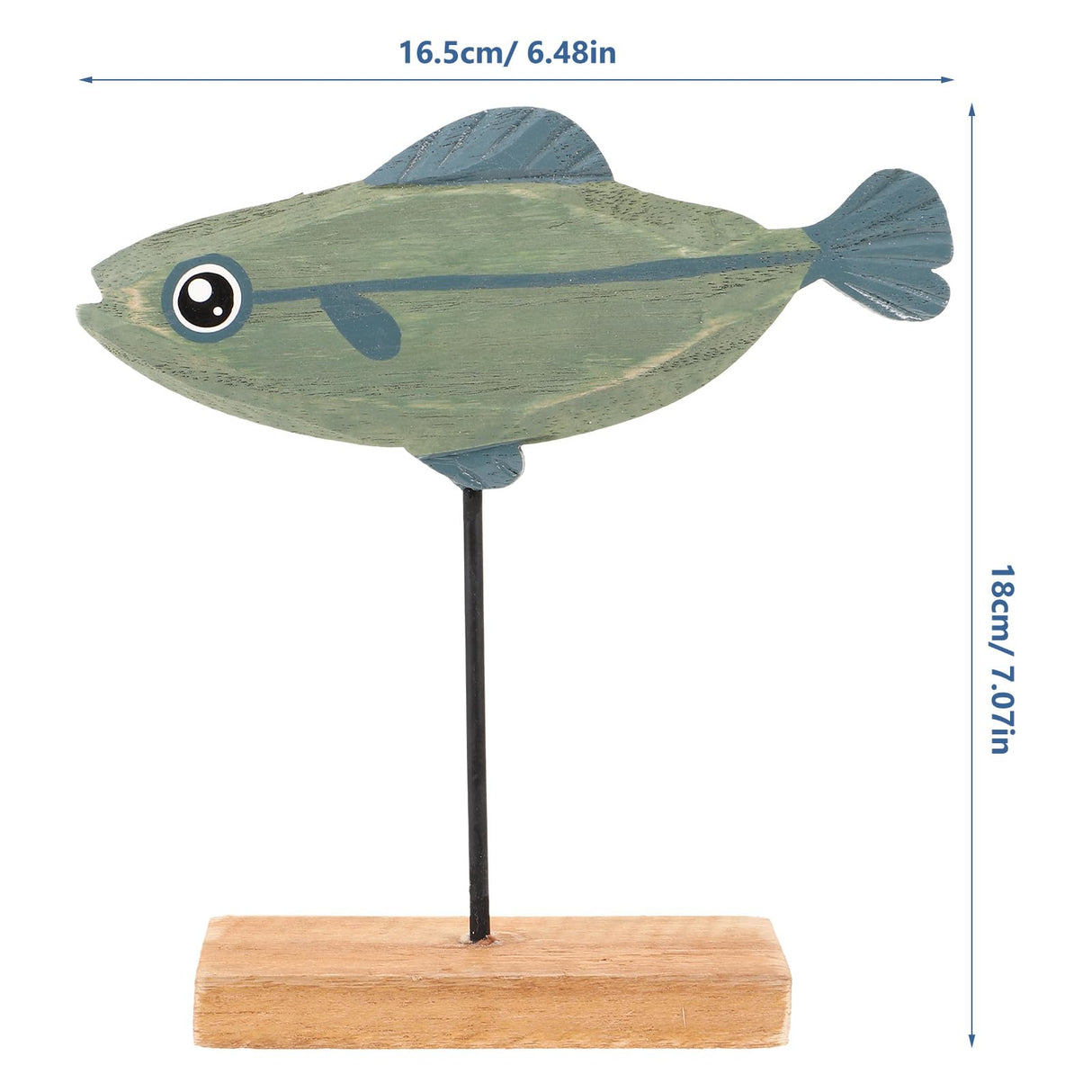 LIFKOME Nautical Fish Decor Wooden Fish Sculpture Wood Fish Statue on Base Stand Desktop Wood Fish Decor for Bathroom Bedroom Lake Beach House Decoration Blue Wood Fish Figurine LIFKOME
