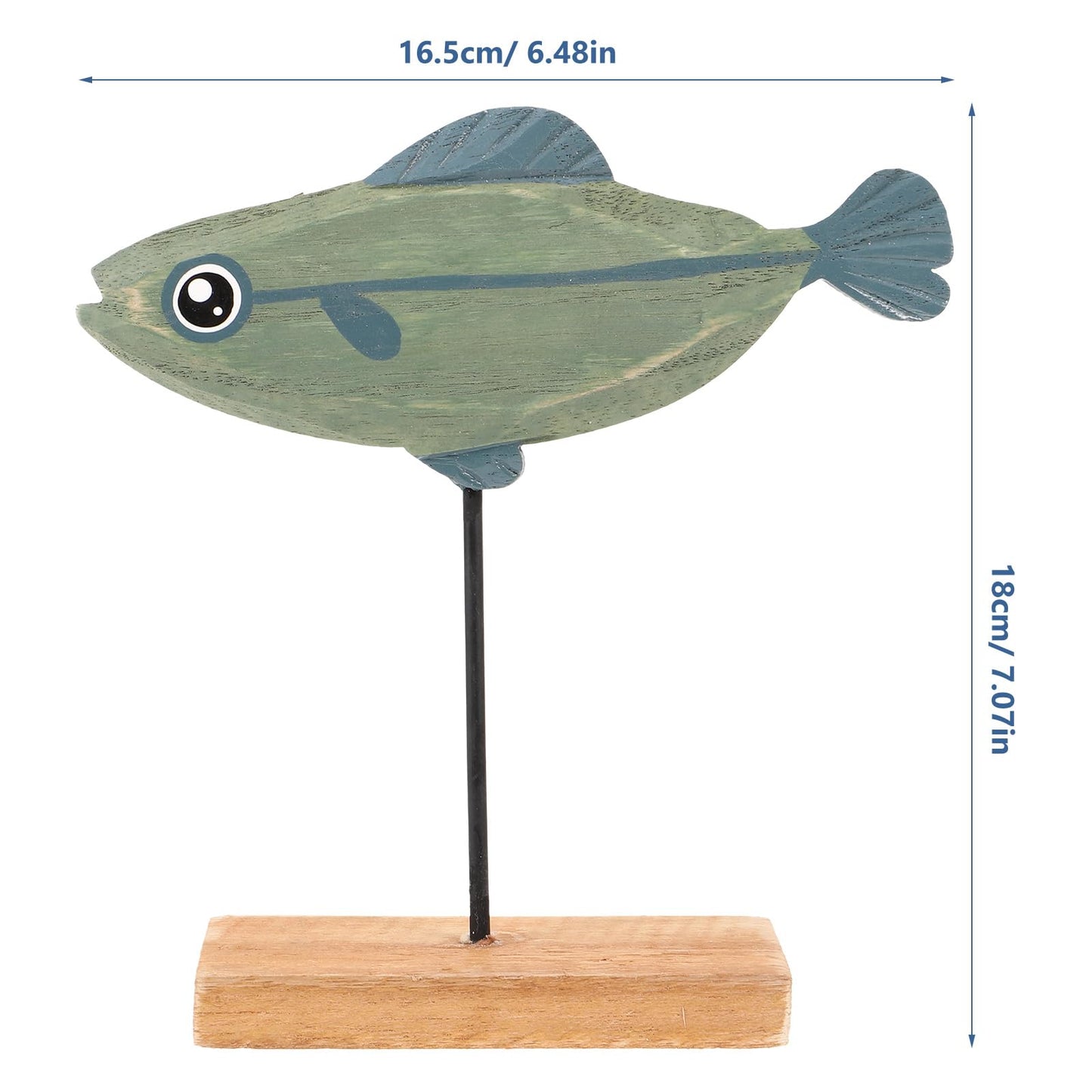 LIFKOME Nautical Fish Decor Wooden Fish Sculpture Wood Fish Statue on Base Stand Desktop Wood Fish Decor for Bathroom Bedroom Lake Beach House Decoration Blue Wood Fish Figurine