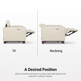 MCombo Zero Wall Recliner Chair, Wall Hugger Power Recliner Chair with Adjustable Headrest, High Wood Leg, USB & Type C Dual Charge Ports, for Living Room, Small Spaces, HL128 (Faux Leather, Beige) MCombo