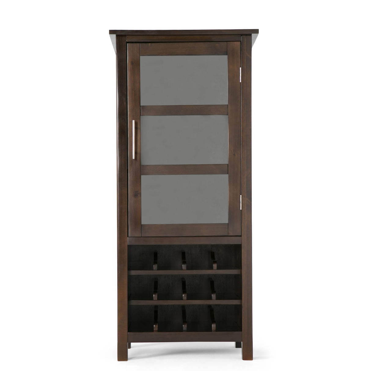 SIMPLIHOME Avalon 12-Bottle SOLID WOOD 22 Inch Wide Contemporary High Storage Wine Rack Cabinet in Dark Tobacco Brown, For the Living Room, Dining Room and Kitchen SIMPLIHOME