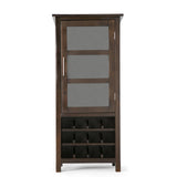 SIMPLIHOME Avalon 12-Bottle SOLID WOOD 22 Inch Wide Contemporary High Storage Wine Rack Cabinet in Dark Tobacco Brown, For the Living Room, Dining Room and Kitchen SIMPLIHOME