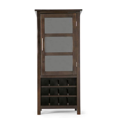 SIMPLIHOME Avalon 12-Bottle SOLID WOOD 22 Inch Wide Contemporary High Storage Wine Rack Cabinet in Dark Tobacco Brown, For the Living Room, Dining Room and Kitchen - WoodArtSupply