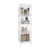 GIOTORENT 5 Tier Standing Shelving Metal Units, Adjustable Height Wire Shelf Display Rack for Laundry Bathroom Kitchen 11.8 W x 11.8 D x 50 H (5-Tier, White) GIOTORENT