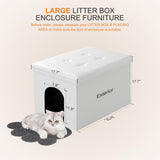MEEXPAWS Cat Litter Box Enclosure Furniture Hidden, Cat Washroom Bench Storage Cabinet |Large 25.6'' x 17.7'' x 17.7''| Dog Proof | Waterproof Inside/Easy Clean | Easy Assembly | Odor Control(White) MEEXPAWS