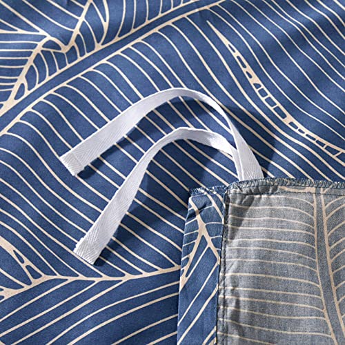 Get Bed Ready Unique Mid-Century Modern Boho Chic Vintage Retro Mod Print Bedding Egyptian Cotton Duvet Cover Set Minimalist Chic Botanical Design Asian Zen Style Pattern (Twin, Dusky Blue) Get Bed Ready