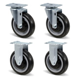 NINOSO 5" Caster Set of 4, Heavy Duty Industrial Caster Wheels with Load 1400lbs Capacity, Polyurethane Shopping Cart Wheels Replacement for Furniture Equipment Dollies(2 Swivel & 2 Rigid) Ninoso