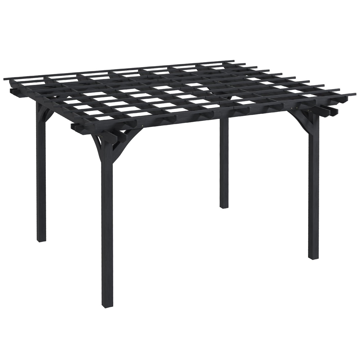 Outsunny 12' x 10' Outdoor Pergola, Wood Grape Gazebo for Climbing Plant Support, Garden, Patio, Backyard, Deck, Gray Outsunny