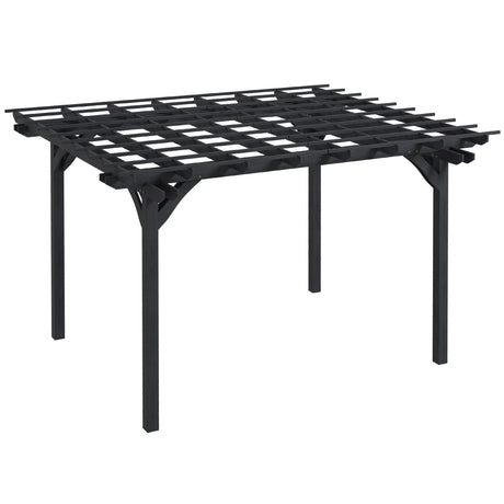 Outsunny 12' x 10' Outdoor Pergola, Wood Grape Gazebo for Climbing Plant Support, Garden, Patio, Backyard, Deck, Gray Outsunny