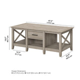 Bush Furniture Key West Coffee Table with Storage in Washed Gray Bush Business Furniture