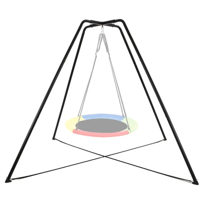 HOTJUMP Swing Stand for Kids, 330LBS Heavy Duty Metal Swing Frame for Backyard Indoor, Anti-Rust and All Weather Resistance, Saucer Swing NOT Included (BLACK)