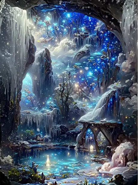 SHONGSHU 5D Diamond Art Kit for Adult, Magical Ice Cave Fantasy Landscape, Diamond Painting Kits for Beginners, Fantastic Landscapes DIY Full Drill Dots Gem Art Paint for Home Wall Decor 12 x 16 Inch SHONGSHU