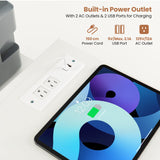 Tangkula 81 Inch L-Shaped Desk with Power Outlet, Convertible Corner Desk with Drawers & Shelves, Office Desk for Working, Studying, Gaming (White) Tangkula