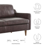 Modway Impart Upholstered Genuine Leather Sofa in Brown Modway