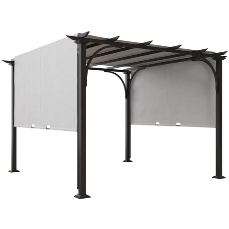 Outsunny 10' x 10' Patio Pergola with Weather-Resistant Steel Frame, Backyard Sun Shade Canopy Cover Shelter for Porch Party, Garden, Grill Gazebo, White Outsunny