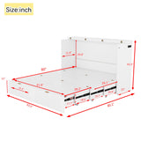 Ball & Cast Murphy Bed Queen Size Folding Wall Chest with Drawer and a Set of Sockets & USB Ports,Wood Hideaway Cabinet Platform Bedframe W/Pulley Structure Design,for Guest Room,Study,Office,White Ball & Cast