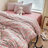 HighBuy Boho Comforter Twin XL Size Pink Floral Rabbit Bedding Comforter Sets 3 Piece French Country Style Cozy Fluffy Comforters for Teen Girls Kids,Cute Flower Bedding Collection for All Season HighBuy