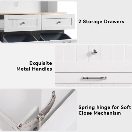 LOUVIXA Kitchen Pantry Storage Cabinet, Microwave Cabinet with Tilt Out Trash Cabinet,Tall Pantry Cabinet Cupboard, Freestanding Kitchen Hutch (White) LOUVIXA
