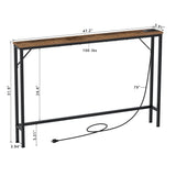 Tohomeor 5.9" Skinny Behind Sofa Console Table with Charging Station 47.24" Narrow Long Behind Couch Table with Power Outlets USB Ports Thin Entry Table for Entryway Living Room Hallway Tohomeor