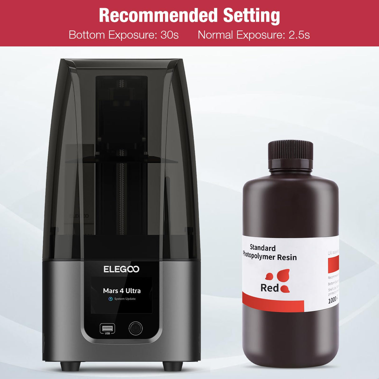 ELEGOO 3D Printer Resin, 405nm Fast UV Curing Standard Photopolymer Resin, High Precision, Non Toxic 3D Resin for Saturn 4/Saturn 3/Mars 5/Mars 4, LCD/MSLA/DLP 3D Printing, Clear Red 1000G Deeplee