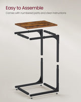 VASAGLE C-Shaped End Table Set of 2, Small Side Table for Couch, Sofa Table with Metal Frame for Living Room, Bedroom, Bedside, Rustic Brown and Black VASAGLE