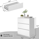 furtble 3 Drawer Dresser, Small Dresser for Closet, Wooden White Nightstand for Bedroom, Chest of Drawers Side Table Storage Cabinet for Home Office Entryway Hallway furtble