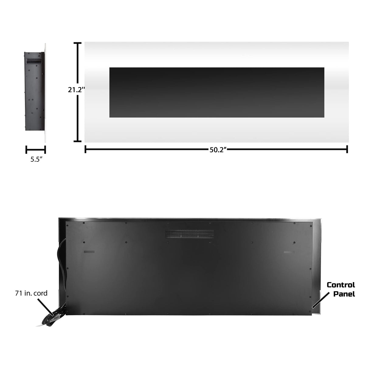 Northwest Electric Fireplace - 50 Inch Wall Mounted Fireplace with 10-Color LED Flames, 3 Backgrounds, Adjustable Brightness, and Remote (White) Northwest